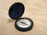 Early Victorian pocket compass in leather covered outer case circa 1860